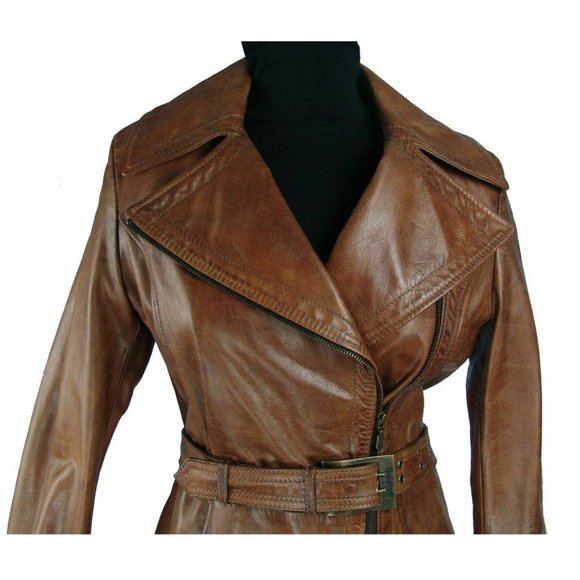 New Genuine Belstaff Leather Long Iver Pilots Coat EU 42 Italy Antique Cuer - Picture 5 of 13